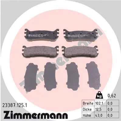 Kit de plaquettes de frein, frein à disque ZIMMERMANN 23387.125.1