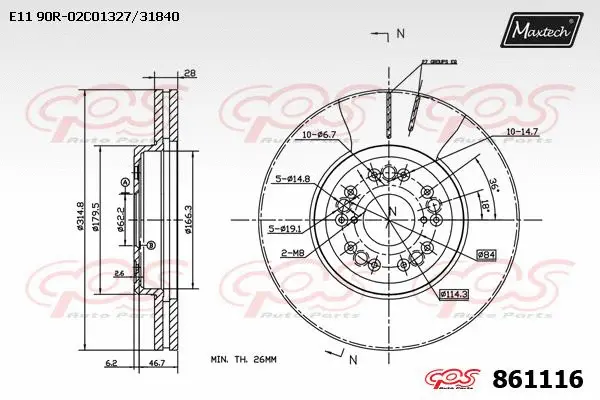 Disque de frein MAXTECH 861116