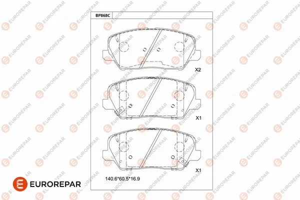Kit de plaquettes de frein, frein à disque EUROREPAR 1681253480