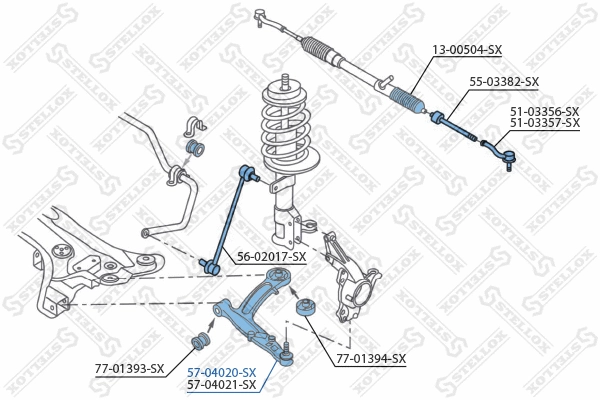 Bras de liaison, suspension de roue STELLOX 57-04020-SX