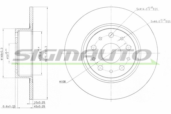 Disque de frein SIGMAUTO DBA805S