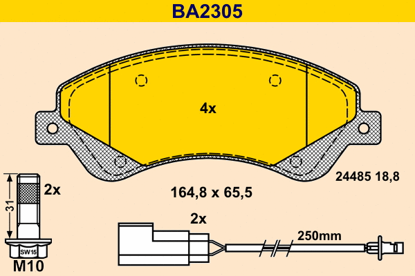 Kit de plaquettes de frein, frein à disque BARUM BA2305