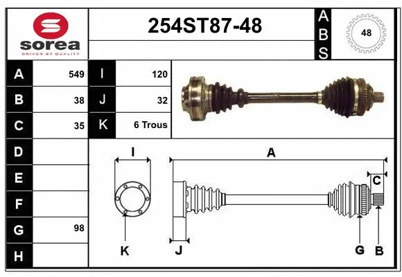 Arbre de transmission STARTCAR 254ST87-48