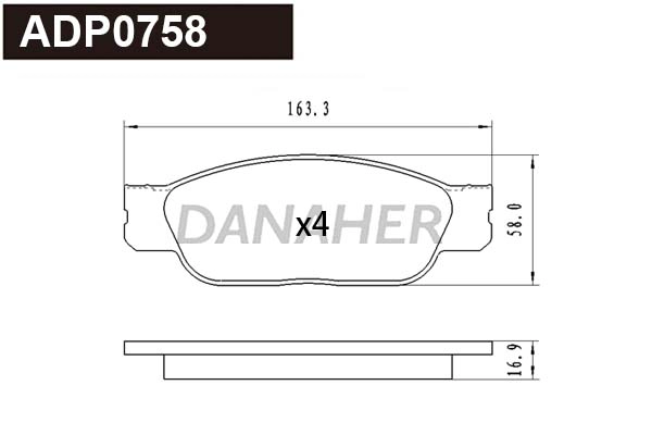 Kit de plaquettes de frein, frein à disque DANAHER ADP0758