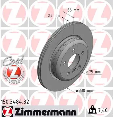 Disque de frein ZIMMERMANN 150.3484.32