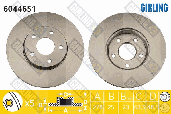 Disque de frein GIRLING 6044651