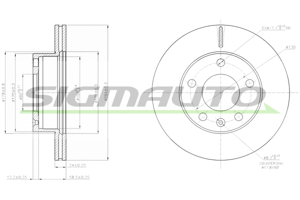 Disque de frein SIGMAUTO DBB640V