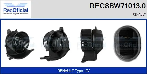 Pulseur d'air habitacle RECOFICIAL RECSBW71013.0