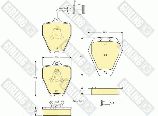 Kit de plaquettes de frein, frein à disque GIRLING 6113291