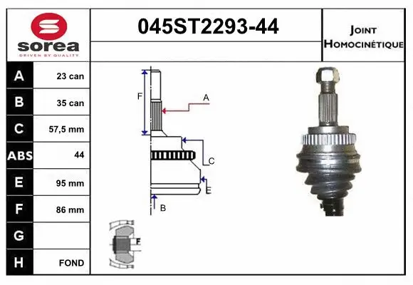Jeu de joints, arbre de transmission STARTCAR 045ST2293-44