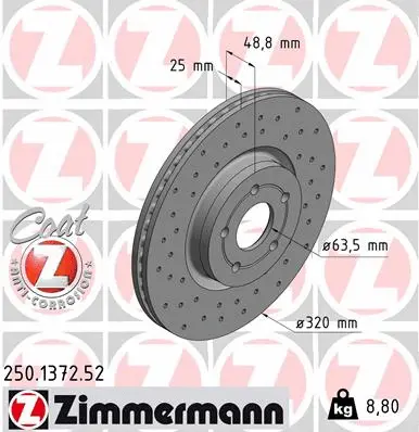 Disque de frein ZIMMERMANN 250.1372.52