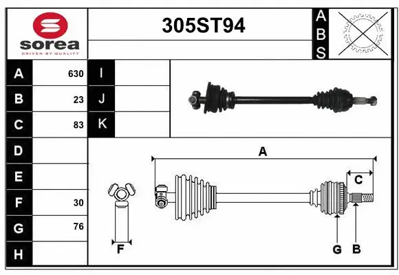Arbre de transmission STARTCAR 305ST94