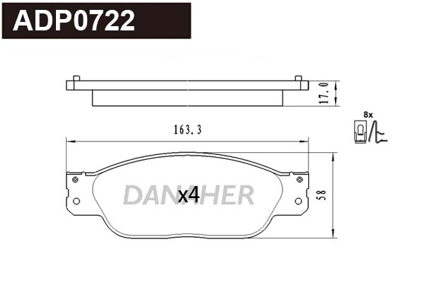 Kit de plaquettes de frein, frein à disque DANAHER ADP0722