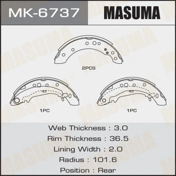 Jeu de mâchoires de frein MASUMA MK-6737