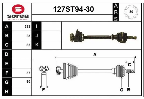 Arbre de transmission STARTCAR 127ST94-30