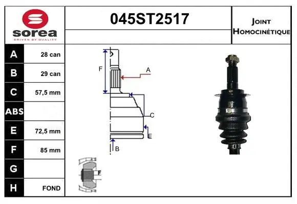 Jeu de joints, arbre de transmission STARTCAR 045ST2517