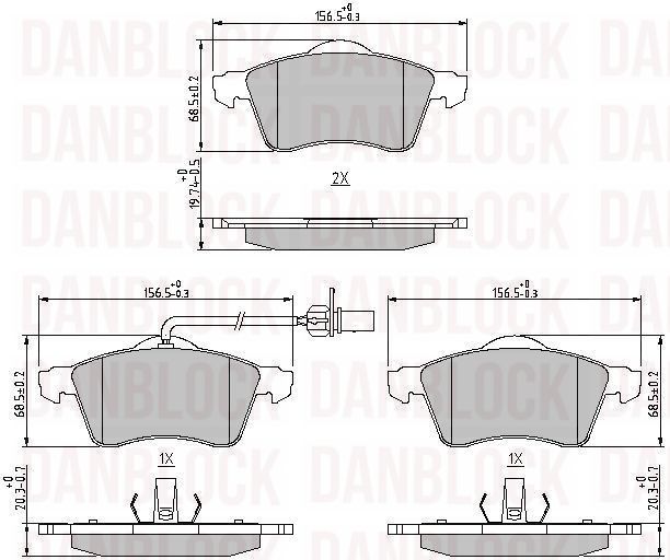 Kit de plaquettes de frein, frein à disque DANBLOCK DB 510208