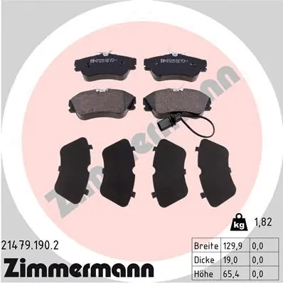 Kit de plaquettes de frein, frein à disque ZIMMERMANN 21479.190.2