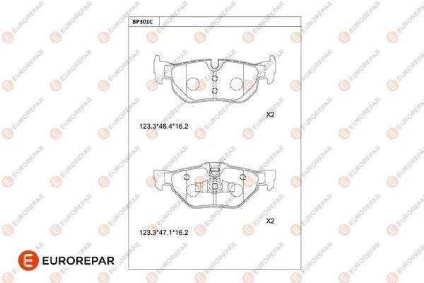 Kit de plaquettes de frein, frein à disque EUROREPAR 1681222180