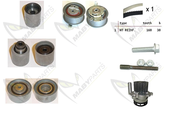 Pompe à eau + kit de courroie crantée MABYPARTS OBKWP0120