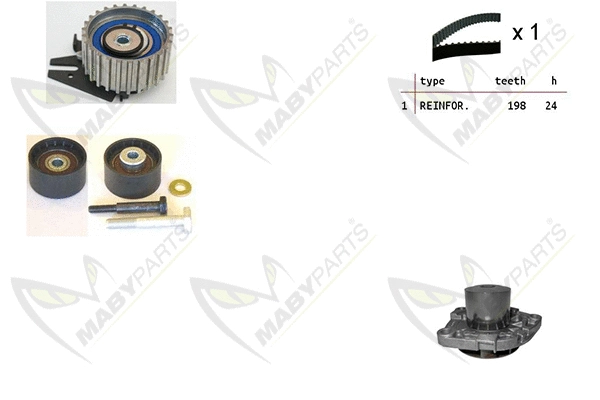 Pompe à eau + kit de courroie crantée MABYPARTS OBKWP0155