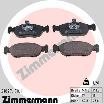 Kit de plaquettes de frein, frein à disque ZIMMERMANN 21827.170.1