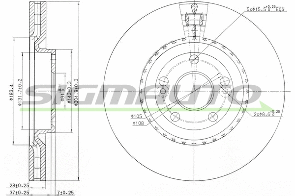 Disque de frein SIGMAUTO DBB139V