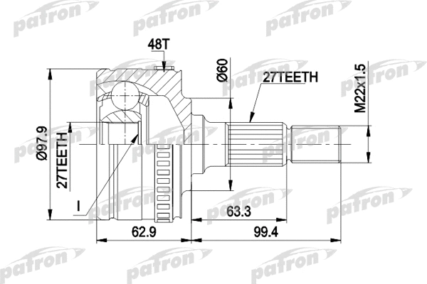 Jeu de joints, arbre de transmission PATRON PCV1298