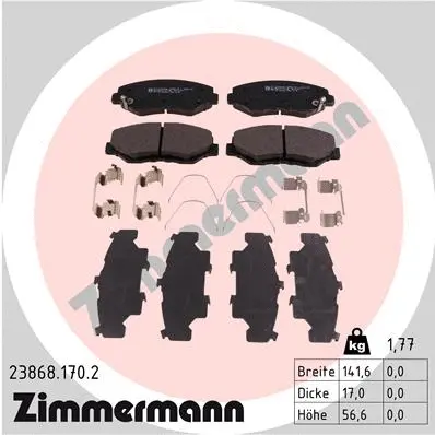 Kit de plaquettes de frein, frein à disque ZIMMERMANN 23868.170.2