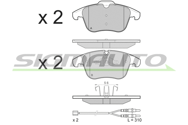 Kit de plaquettes de frein, frein à disque SIGMAUTO SPB487