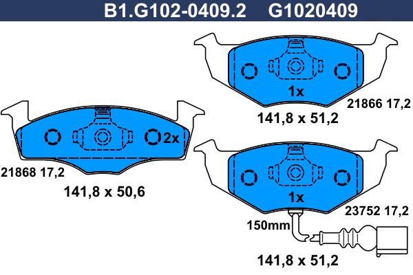 Kit de plaquettes de frein, frein à disque GALFER B1.G102-0409.2