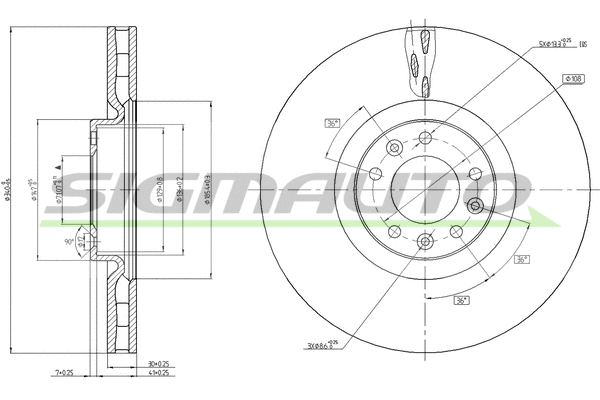 Disque de frein SIGMAUTO DBC234V