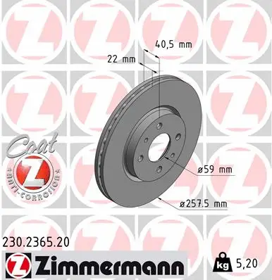 Disque de frein ZIMMERMANN 230.2365.20