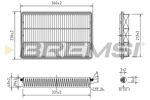 Filtre à air BREMSI FA1390