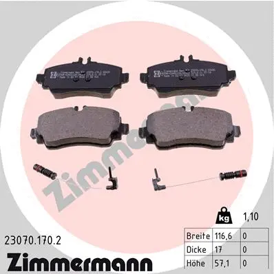 Kit de plaquettes de frein, frein à disque ZIMMERMANN 23070.170.2