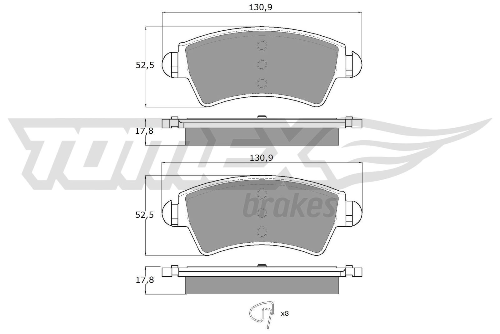 Kit de plaquettes de frein, frein à disque TOMEX Brakes TX 13-44