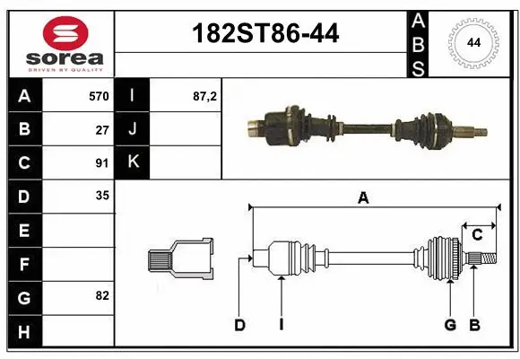 Arbre de transmission STARTCAR 182ST86-44