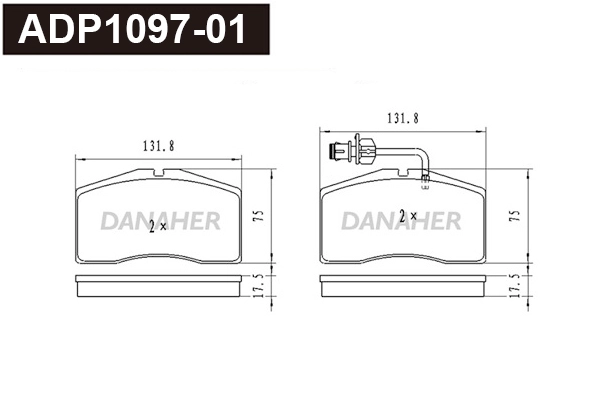Kit de plaquettes de frein, frein à disque DANAHER ADP1097-01