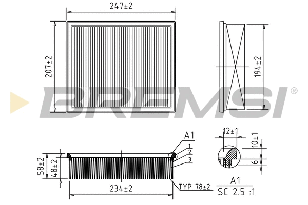 Filtre à air BREMSI FA1360