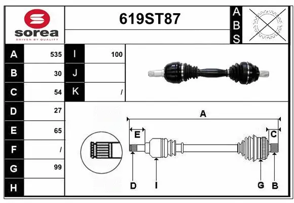 Arbre de transmission STARTCAR 619ST87