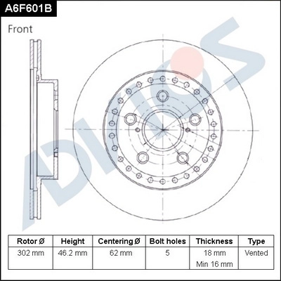 Disque de frein ADVICS A6F601B