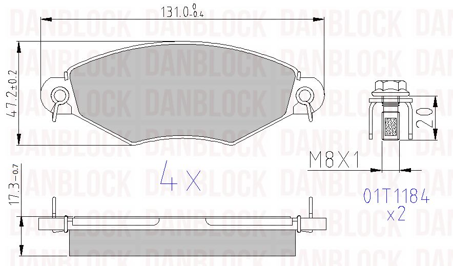 Kit de plaquettes de frein, frein à disque DANBLOCK DB 510384
