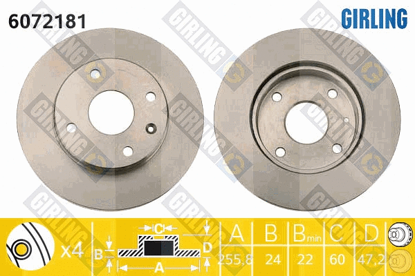 Disque de frein GIRLING 6072181