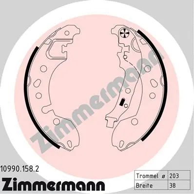 Jeu de mâchoires de frein ZIMMERMANN 10990.158.2