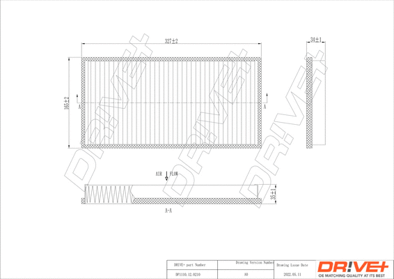 Filtre, air de l'habitacle Dr!ve+ DP1110.12.0210