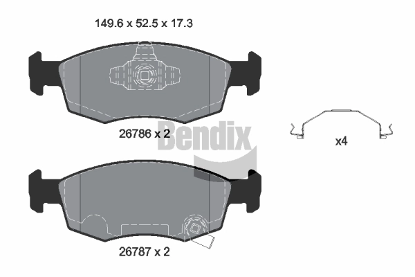 Kit de plaquettes de frein, frein à disque BENDIX Braking BPD2519