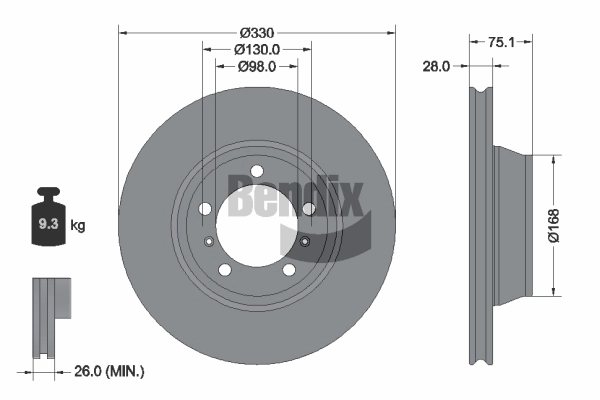 Disque de frein BENDIX Braking BDS2337LHC