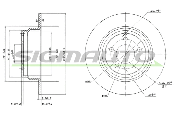 Disque de frein SIGMAUTO DBA552S