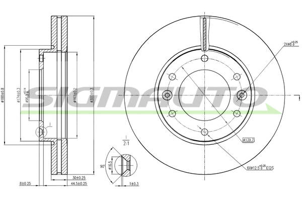 Disque de frein SIGMAUTO DBC111V
