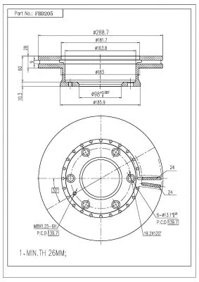 Disque de frein FI.BA FBD205